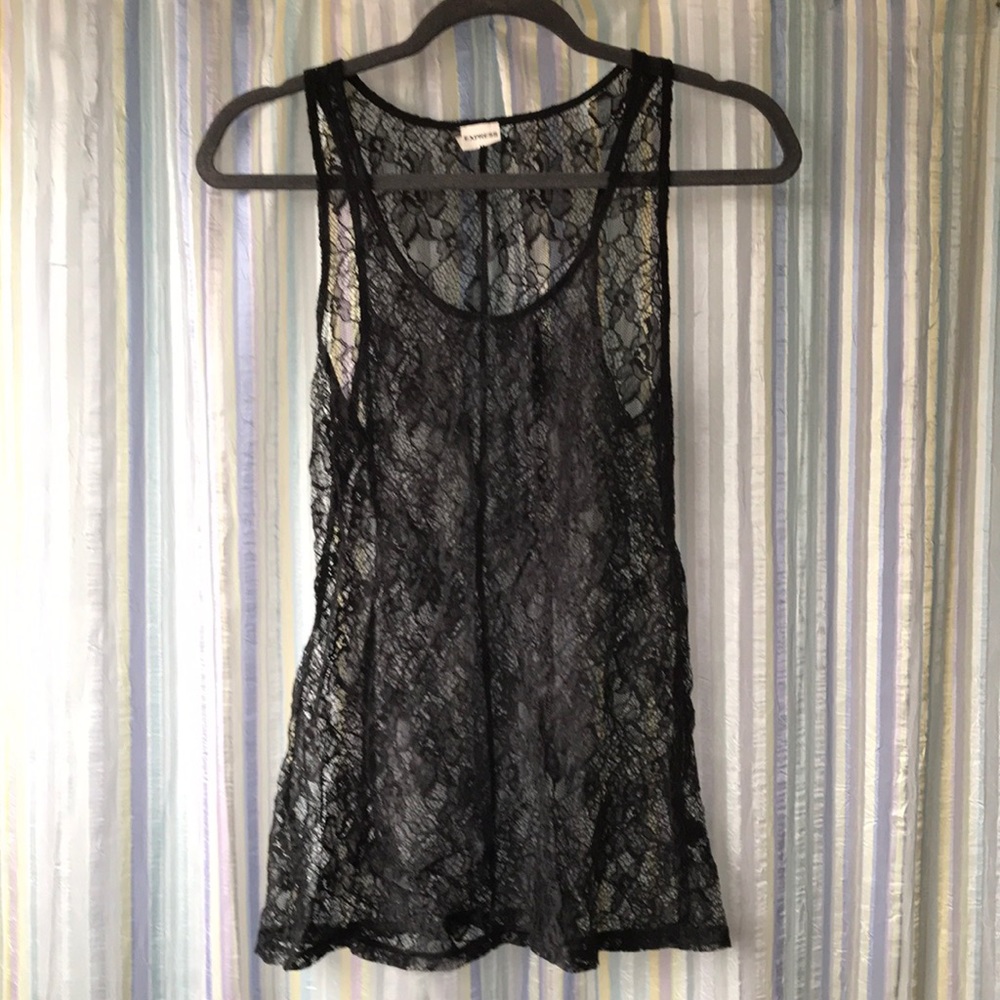 Lace black tank top